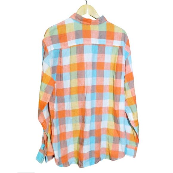Tommy Bahama Mens 100% Linen Plaid Long Sleeve Button Front Shirt Size XL - Picture 2 of 6